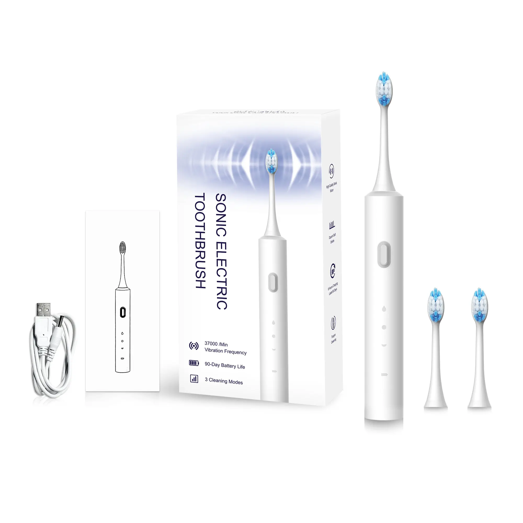 Electric Toothbrush Portable Waterproof Ultrasonic Rechargeable Electric Toothbrush