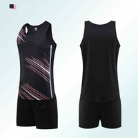 Ensemble de sport unisexe 2-en-1 à séchage rapide, respirant, léger, col ras du cou, taille élastique, sans manches, couleur unie, coupe droite