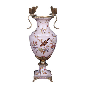 Style européen Vintage chinois Vase en céramique doux monté cuivre <span class=keywords><strong>bleu</strong></span> blanc porcelaine maison salon bureau décor de noël - Product Image 4