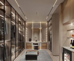 Armoire portable intégrée, style moderne, armoire sur mesure, ensemble de meubles de chambre à coucher, dressing avec porte en verre - Product Image 2