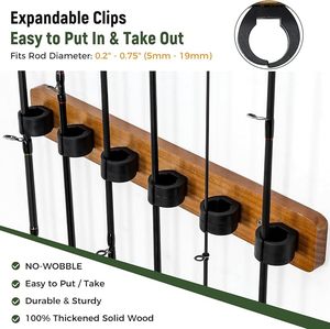 Organisateur de garage en bois massif, <span class=keywords><strong>support</strong></span> mural/<span class=keywords><strong>plafond</strong></span> pour 12 cannes à pêche, pour usage domestique, supports en bois pour cannes à pêche - Product Image 2