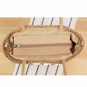 Bolso Tote Bandolera de Gran Capacidad al por Mayor, Bolso de Paja Tejida para Vacaciones, Bolso de Mano para Mujer - Product Image 3