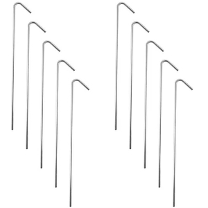 Estacas de Acero Galvanizado en Forma de Signo de Interrogación, Medias Estacas Redondas de Aluminio para Tiendas de Campaña, Accesorio de Camping para Exteriores, Estacas de Jardín de Alambre de Acero - Product Image 1