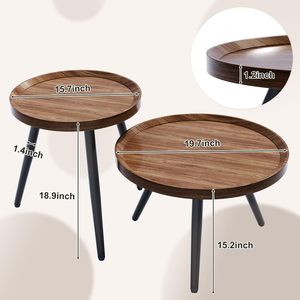 Set di 2 Tavolini da Caffè Moderni Stile Mid-Century con Facile Montaggio, Finitura Noce per Soggiorno, Arredamento <span class=keywords><strong>Casa</strong></span>, Spazi Piccoli - Product Image 2