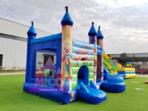 <span class=keywords><strong>Casa</strong></span> Gonfiabile a Tema Carnevalesco con Grafiche di Clown e Scivolo per Feste di Compleanno a Tema Circo e Noleggi per Festival - Product Image 2