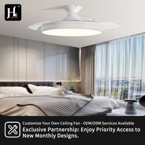 Ventilateur de plafond LED à pales rondes minimalistes en ABS de 42 pouces, 3 pales avec moteur CC pour salon, salle à manger - Product Image 6
