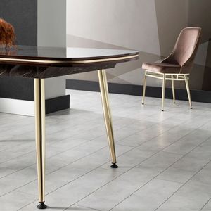 Table à manger de luxe Marmaris pour 6 personnes, design européen moderne, plateau en marbre, pieds en métal, meubles de maison stables - Product Image 4