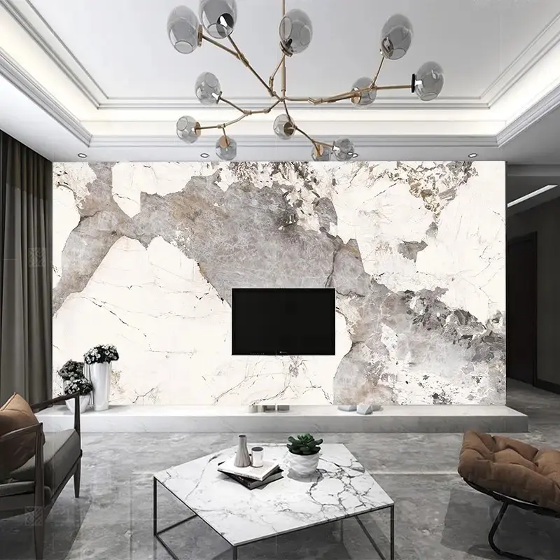 Placas de parede de mármore UV para quarto interior de alto brilho, outras placas à prova d'água para decoração de interiores