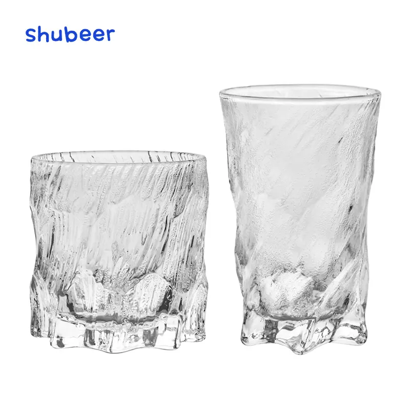 Vintage Japanese Style Twist pattern tumbler Square glacier pattern whiskey cup Coffee cup household hot cold drink cup