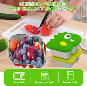 Fiambrera para niños pequeños de 9oZ para guardería, contenedores de alimentos a prueba de fugas de fácil apertura escolar con tapas de silicona, contenedores de aperitivos de acero inoxidable - Product Image 3