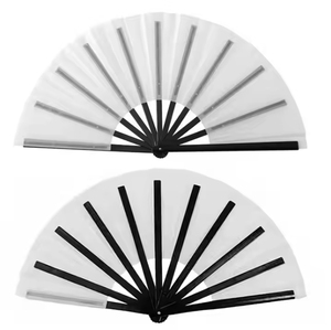 Décoration personnalisée noir grand ventilateur à main en bois pliant à impression personnalisée en bambou NP7248 - Product Image 1