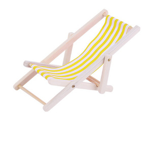 1:12 maison de poupée <span class=keywords><strong>Mini</strong></span> meubles modèle fini rayé en bois inclinable multicolore chaise de plage - Product Image 3