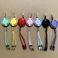 Venta caliente portátil Usb un cable de carga múltiple, 3 en 1 Cable de carga retráctil rápido puede logotipo personalizado