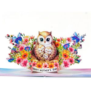 Owl Pop Up Mother's Day Card 3D Flowers Greeting Card for Mum Wife <b>Sister</b> Girl Birthday Valentine - Product Image 1