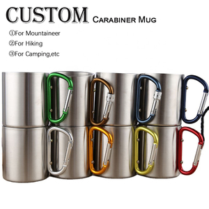 Tazza <span class=keywords><strong>da</strong></span> Viaggio per Campeggio 200ml 300ml, Tazza <span class=keywords><strong>da</strong></span> <span class=keywords><strong>Caffè</strong></span> Portatile <span class=keywords><strong>in</strong></span> <span class=keywords><strong>Acciaio</strong></span> <span class=keywords><strong>Inox</strong></span> a Doppia Parete con Moschettone e Manico - Product Image 1