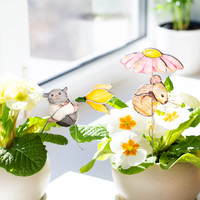 Vente en gros de attrape-soleil en verre teinté personnalisé, motif souris et lune, style Art Déco, fait main, ornement suspendu pour fenêtre, décoration maison et jardin