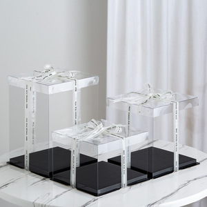 Boîte d'emballage rigide carrée transparente en plastique pour gâteau de mariage avec couvercle transparent - Product Image 4