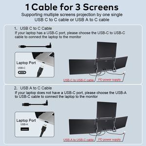 Monitores LCD cuádruples de 16 pulgadas, monitor portátil con 1 cable para 3 pantallas, monitor de triple pantalla con patente para uso con computadora portátil - Product Image 5