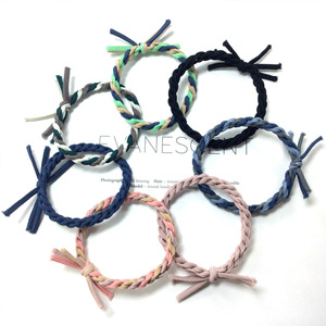 Korean and Japanese style color-<b>blocked</b> braided hair tie with thickened leather, Korean hair rope, hair accessory, hair - Product Image 3