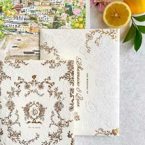Suite d'invitations de mariage en relief et dorées, ensemble complet personnalisé pour la fourniture B2B - Product Image 3