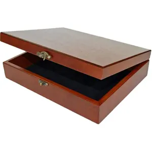 Оптовая продажа, прямоугольный полированный складной плоский лакированный Подарочный ящик с логотипом, деревянная коробка
