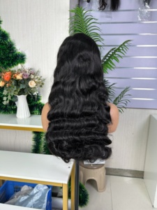 Virgin Indian Loose <b>Body</b> <b>Wave</b> Machine Double Weft Human Hair Extension Natural Black Long Wavy Style - Product Image 5