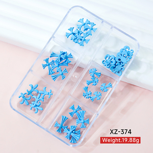 Nuevo juego de accesorios para decoración de uñas con seis cajas largas transparentes, Estrella hexagonal cruzada de siete colores, <span class=keywords><strong>Serie</strong></span> de diamantes Nail Charm - Product Image 5