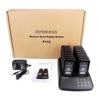Système d'appel sans fil 99 canaux 433,92 MHz 1000 m pour clients, système de pagination et de gestion des files d'attente pour restaurants et aires de restauration RETEKESS T115
