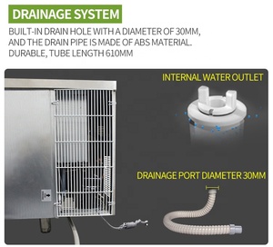 Thương mại duy nhất nhiệt độ thép không gỉ làm việc băng ghế dự bị tủ đông dưới tủ lạnh truy cập với làm mát không khí hai cửa Máy làm lạnh - Product Image 6