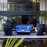 Ensemble de salon de jardin en aluminium et corde pour l'extérieur, comprenant un canapé deux places et un canapé de patio