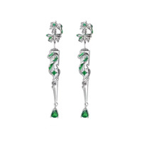 Anting Berlian Ular Spiritual Gaya Dark Wind yang Dapat Disesuaikan, Desain Bunga Mewah, Unisex, Bahan Alloy Persegi
