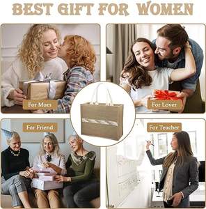 New Beach Shopping Wedding Birthday Graduation Gift Striped Burlap Tote Large Ladies Jute Woven Bag - Product Image 3