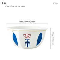 Bol à dessert en céramique rouge et vert en forme de tulipe de 6 pouces, frais et mignon, compatible micro-ondes, pour usage hôtelier