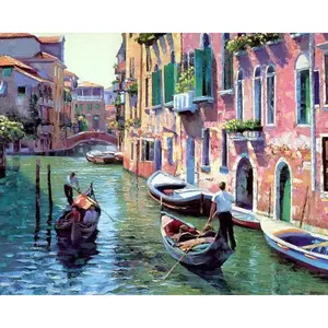 Wholesale 40x50cm City View Hot Sale Water City Oil Painting By Numbers Home Decoration Paint By Number For Decor