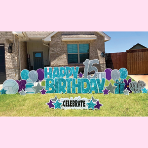 Bannière publicitaire extérieure personnalisée en plastique ondulé pour jardin, lettres de Noël, avec piquets en H – <span class=keywords><strong>Joyeux</strong></span> <span class=keywords><strong>Anniversaire</strong></span> - Product Image 4