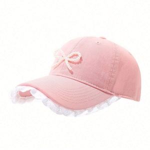 Casquettes de baseball pour femmes, sportives, neuves, à visière en dentelle, avec nœud en perles, à dessus souple - Product Image 5