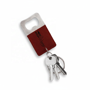 Ouvre-bouteille en cuir gravé au laser, vierge, avec surface en cuir PU lisse pour design personnalisé - Product Image 2