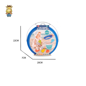 Ensemble de 7 seaux de plage ronds pliables pour enfants, avec pelle et moule à fruits, jouet d'extérieur pour sable et eau, été, PP+TPR - Product Image 2
