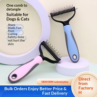 J001 Outil de toilettage pour animaux de compagnie, économique, ergonomique, avec poignée antidérapante, pour usage domestique ou en salon, peigne démêlant pour enlever les poils lâches