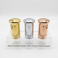 Capuchon à vis en plastique cylindrique mat électroplaqué argenté, avec trou supérieur petit, pour vernis à ongles et cosmétiques, assorti