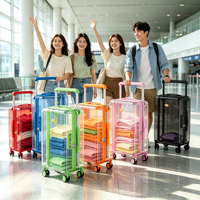 Valises de voyage modernes à coque rigide en PC, transparentes, avec poignée télescopique large, MOQ 100 pièces