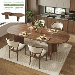 Table à manger ovale extensible moderne SENYU, plateau en bois, pieds en bois, design scandinave, 6 places, meubles pour la maison - Product Image 4