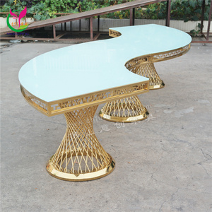 <span class=keywords><strong>Tavolo</strong></span> da Pranzo di Lusso <span class=keywords><strong>in</strong></span> <span class=keywords><strong>Vetro</strong></span> Serpentino Bianco con Specchio per Sale da Ricevimento e Matrimoni - Product Image 1