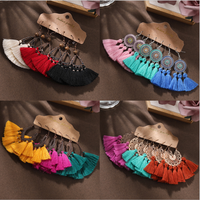 Gran oferta, pendientes bohemios con flecos de ganchillo, conjunto de joyería para mujer, pendientes largos bohemios Vintage con borlas hechos a mano para mujer 2025