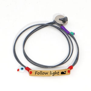 Custom personal Move Forward <b>Wrap</b> Bracelet <b>Pink</b> Hemp Rope With Bead And Heart Charm Unisex Fashion Jewelry Gift - Product Image 2