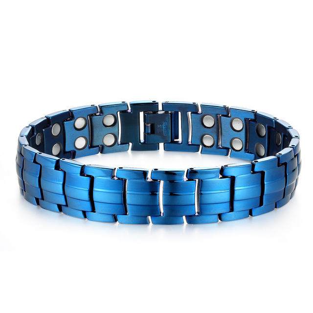 Men's Detachable Double-Row Titanium Bracelet Negative Ion Magnetic Therapy Cross-Border Stock Stainless Steel Jewelry Gold Gift