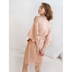 SIORO - Kimono corto de seda para mujer con ribete de encaje para bodas, fiestas y damas de honor - Product Image 3