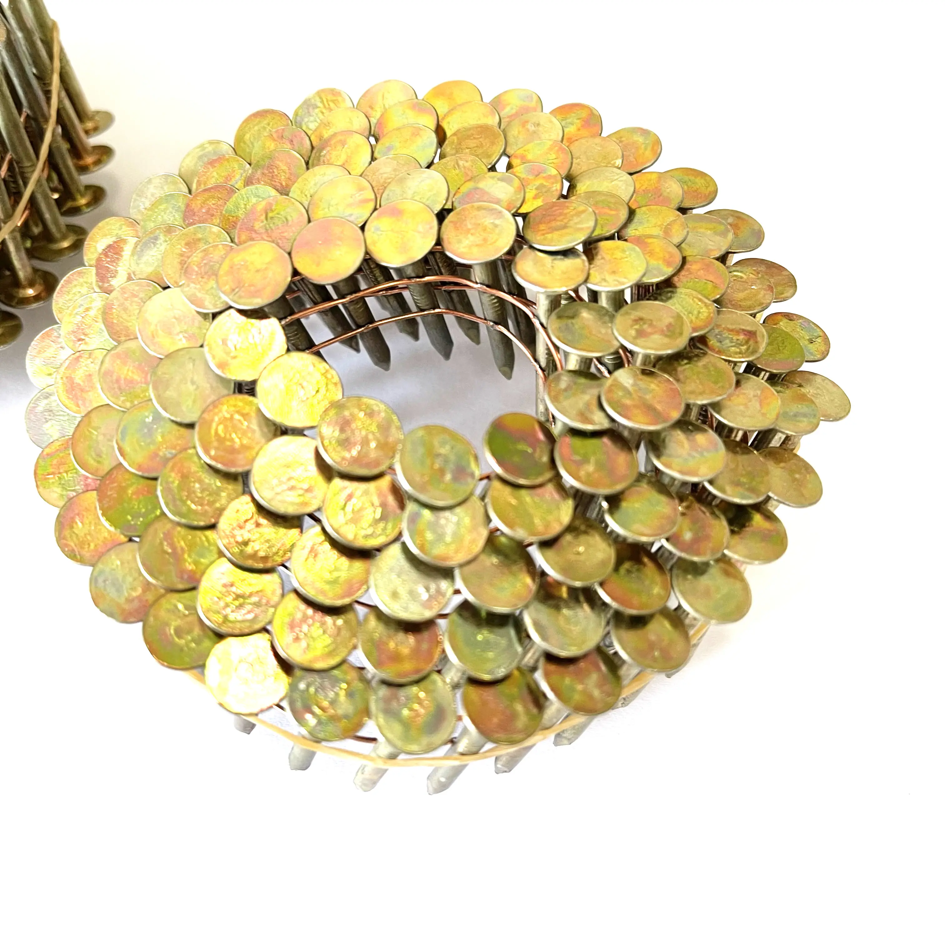 1 1 4 giallo zinco ferro metallo bobina del filo del chiodo del tetto del chiodo per pallet di legno