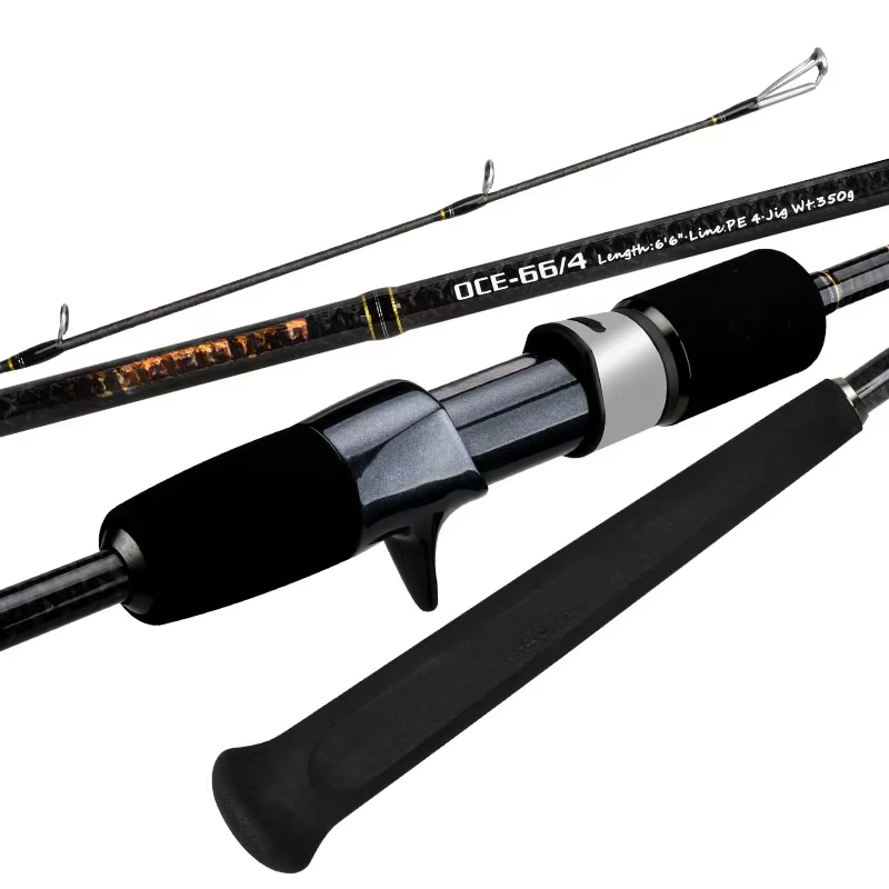 Fiblink Canne à pêche en eau salée 2 pièces en graphite portable (2,1 m) (2,1 m, moyennement lourde
