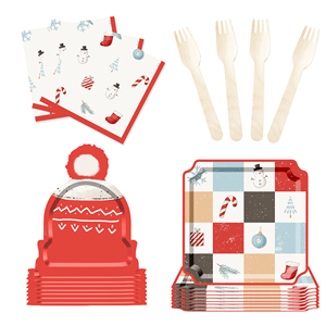Juego de Vajilla Desechable DAMAI con Diseño Navideño de Santa Claus, Platos, Vasos y Servilletas de Papel para Decoración Navideña y Fiestas - Product Image 5